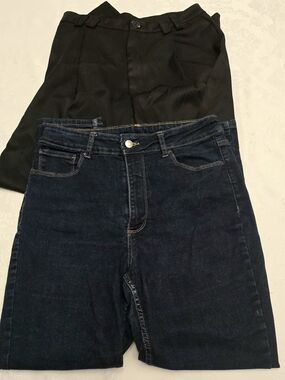 Dark Blue Denim Jeans & Black Dress Pants